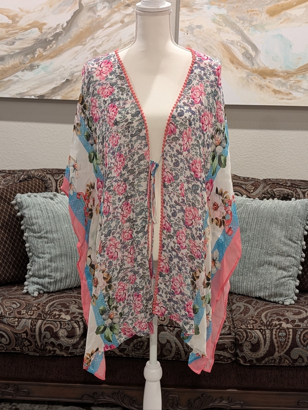 Boutique Floral Multi Print Scarf Kimono Cover-Up